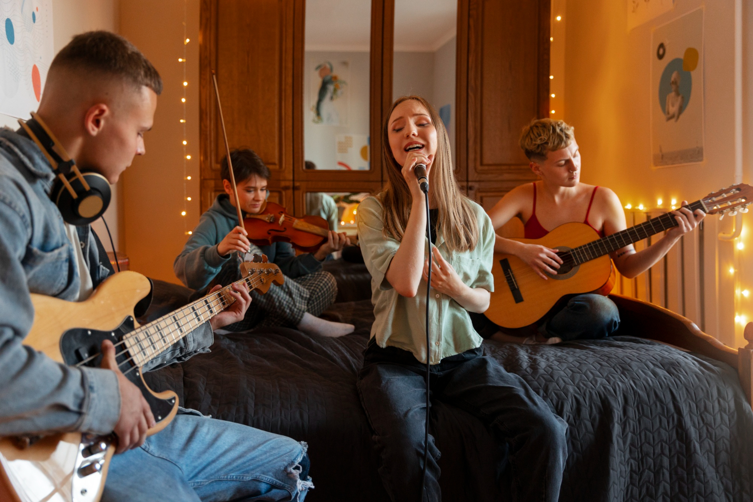 front-view-artists-making-music-bedroom